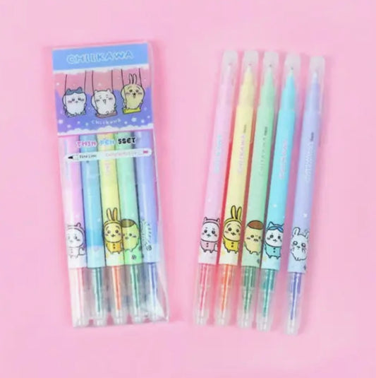 Chiikawa • Twin-Tip 5pc Colored Pen Set