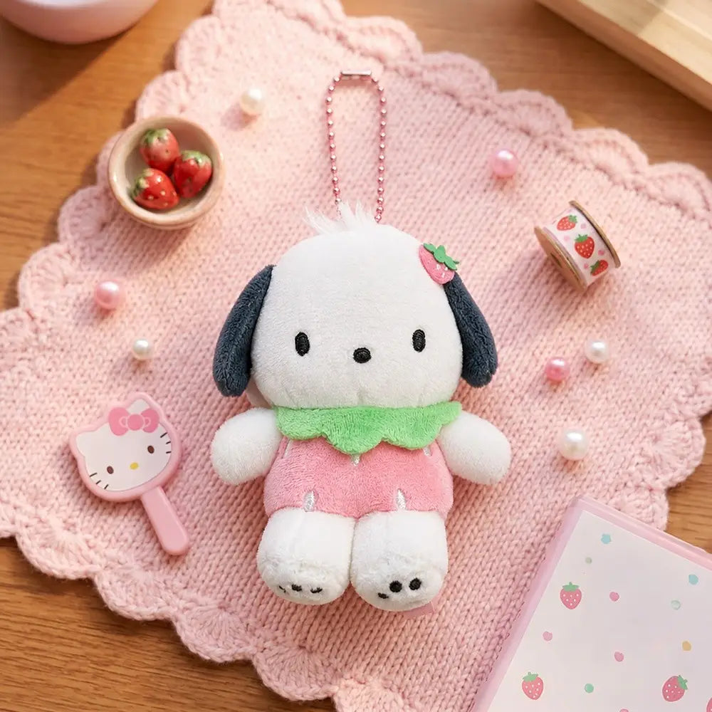 Sanrio • Strawberry Pochacco Plush Bag Charm, Imported South Korea