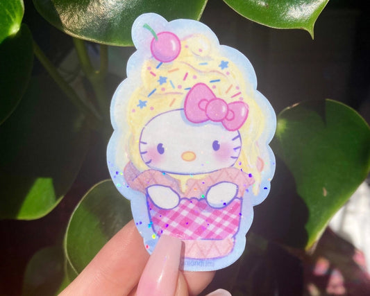 Uni & Umi • Holographic Hello Kitty Ice Cream Sticker