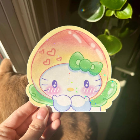 Uni & Umi • Peachy Hello Kitty Window Peeker Sticker