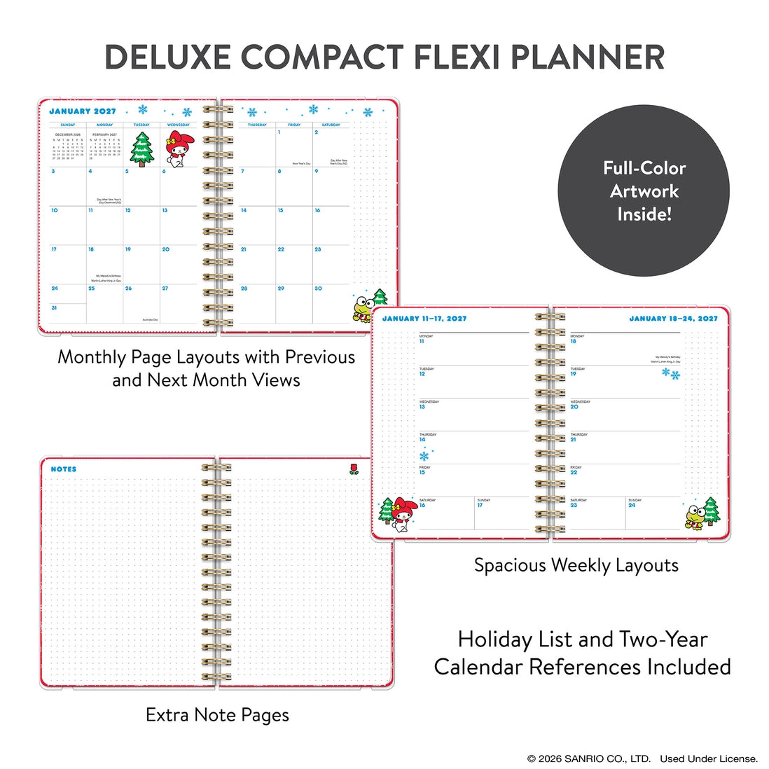 Sanrio • Hello Kitty and Friends 2027 Retro Deluxe Compact Flexi Planner
