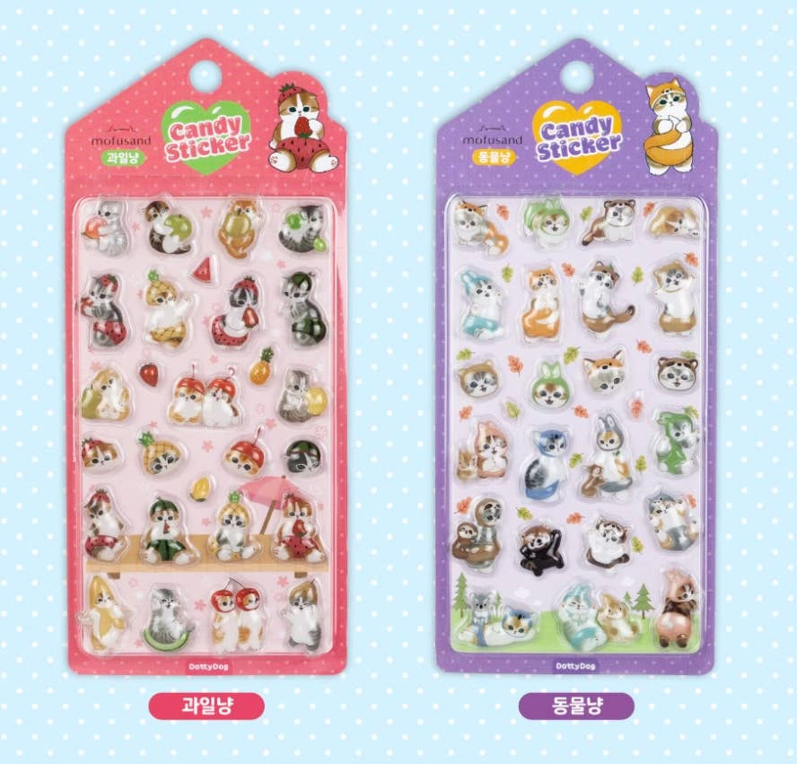 Mofusand • 3D Crystal Stickers Bonbon Puffy Sticker Sheet, Imported S Korea