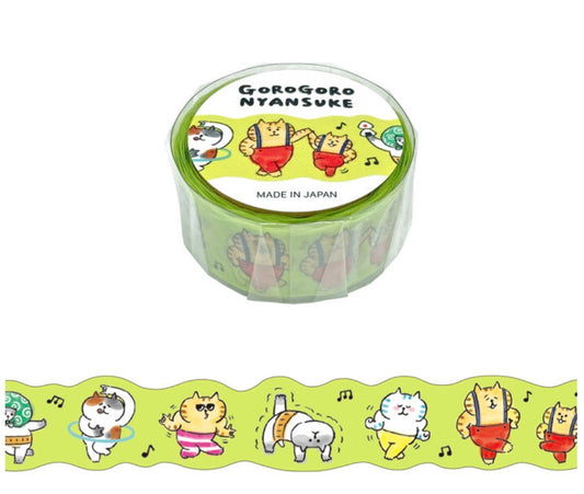 GoroGoro Nyansuke, Dancing Cats, Die-Cut Washi Tape, Imported Japan