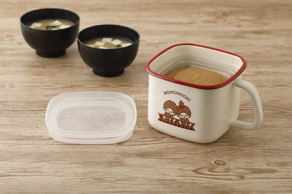 Monchhichi • Enamel Storage Mug with Lid, Imported Japan