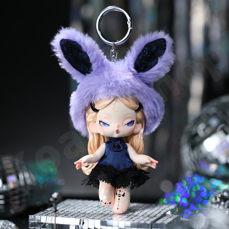 Dodo Nami • Midnight Disco Series Doll Keychain Blind Box, UNOPENED Pink W/ Black Bucket Hat