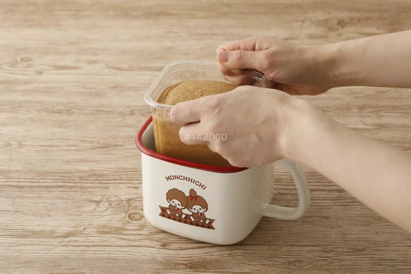 Monchhichi • Enamel Storage Mug with Lid, Imported Japan