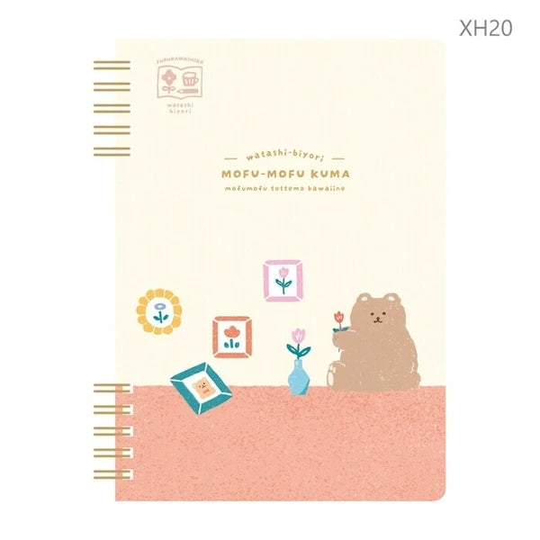 Flower Bear, B6 Spiral Grid Notebook, Imported Japan
