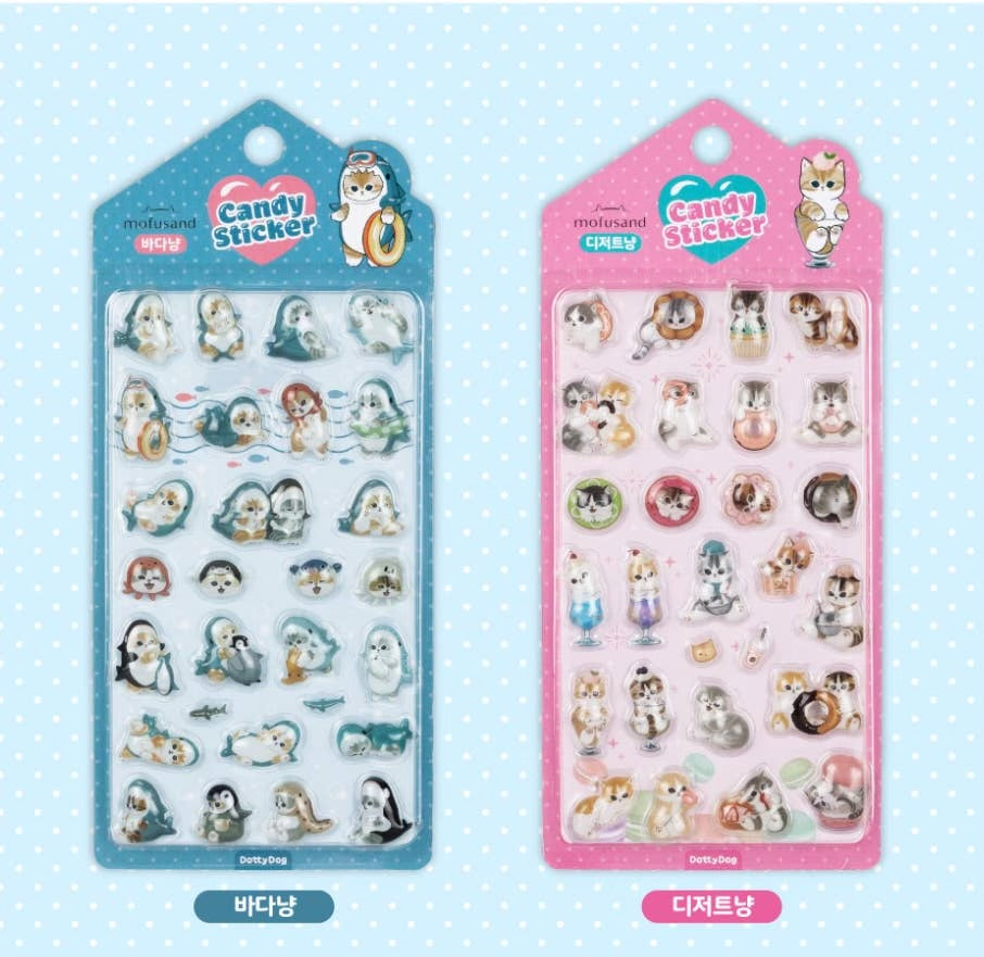 Mofusand • 3D Crystal Stickers Bonbon Puffy Sticker Sheet, Imported S Korea