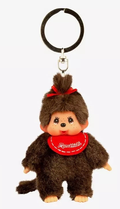 Monchhichi• Girl Red Bib Plush Doll Keychain