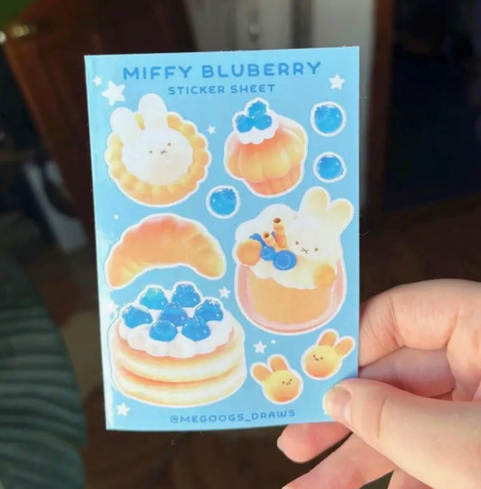 Megoogs Draws • Miffy Bunny Blueberry Pancake Sticker Sheet