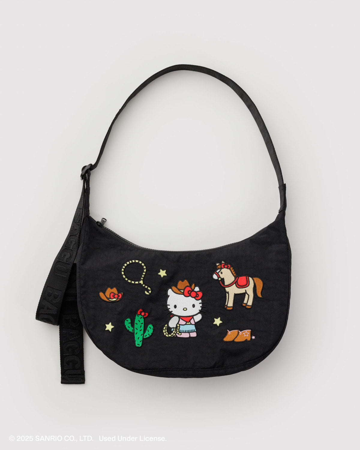 Baggu X Sanrio • Crescent Bag, Medium, Western Hello Kitty Embroidered