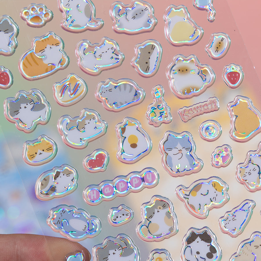 Semi Holographic Flat 3D Animal Sticker Sheets