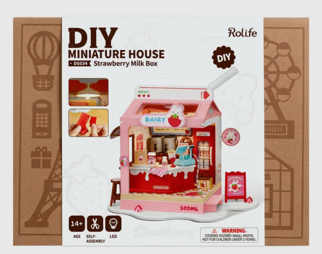 Strawberry Milk Box DIY Miniature Kit