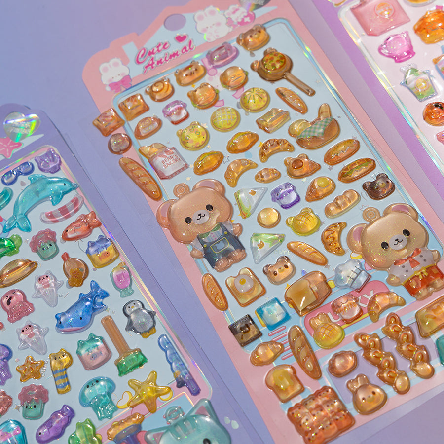 Delicious Foods 3D Hard Puffy Sticker Sheets