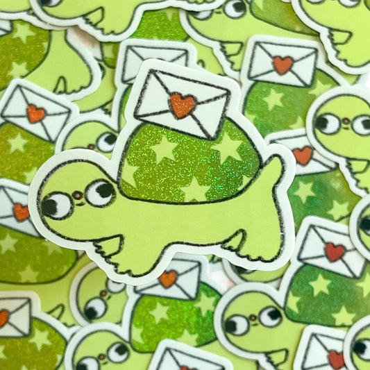 Clunky Picnic • Letter Carrier Turtle Vinyl Sticker