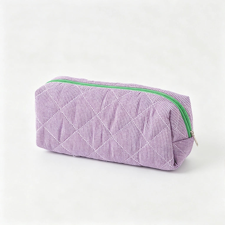 Quilted Plaid Fabric Pencil Case