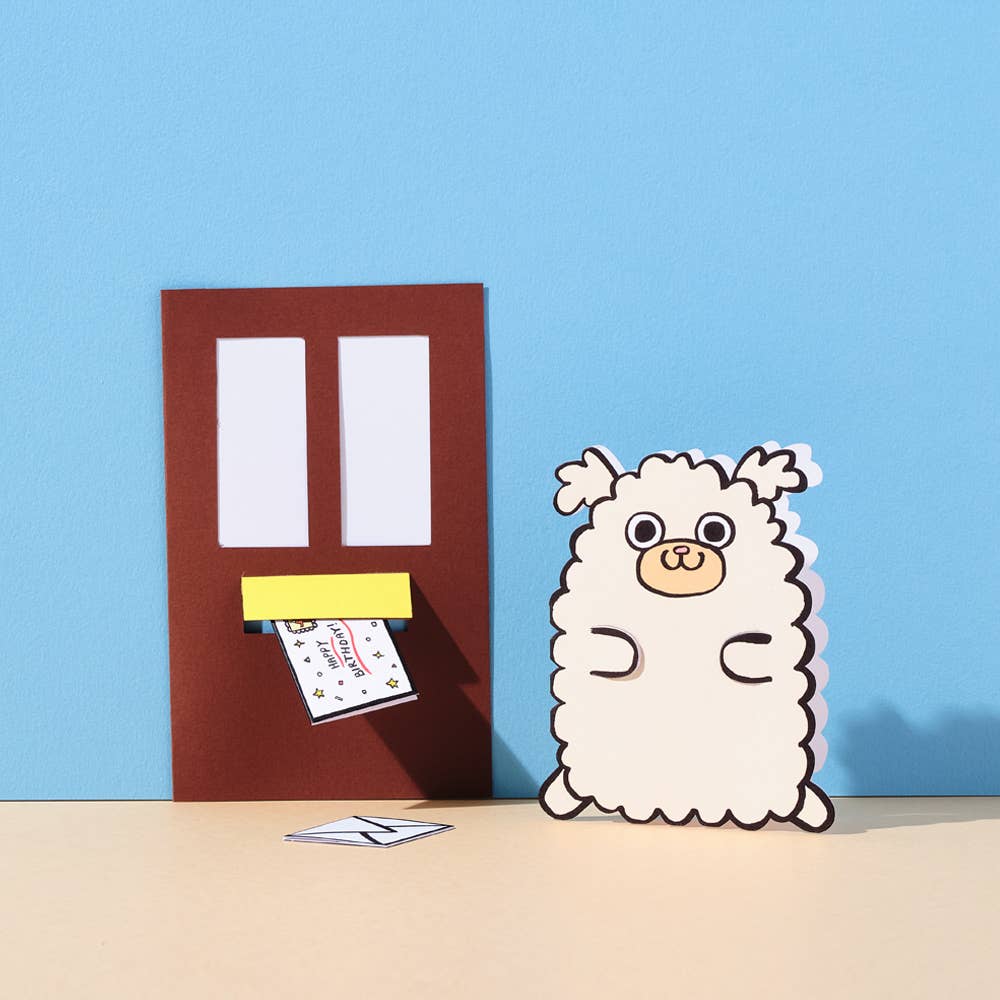 'Dog with Mini Card' Greeting Card