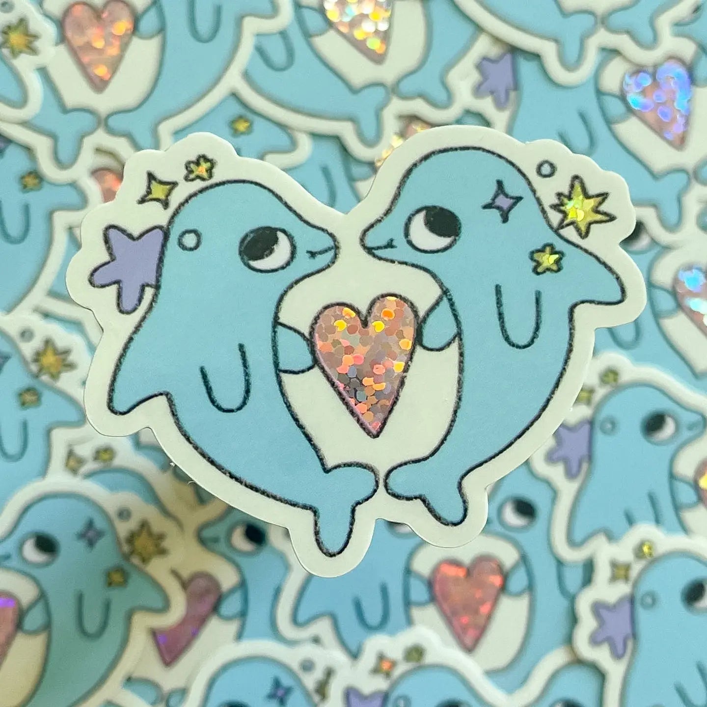 Clunky Picnic • Dolphin Love Vinyl Sticker