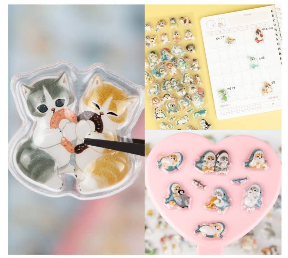Mofusand • 3D Crystal Stickers Bonbon Puffy Sticker Sheet, Imported S Korea