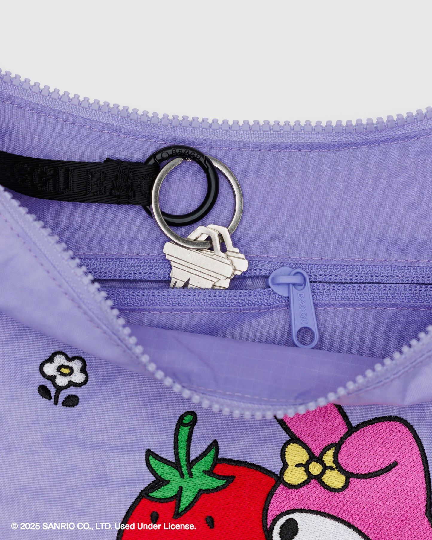 Baggu X Sanrio • Crescent Bag, Medium, My Melody Embroidered