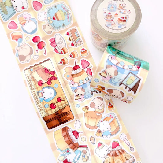 Atelier by Jo • Pudding Illustrative Glitter Sticker Roll