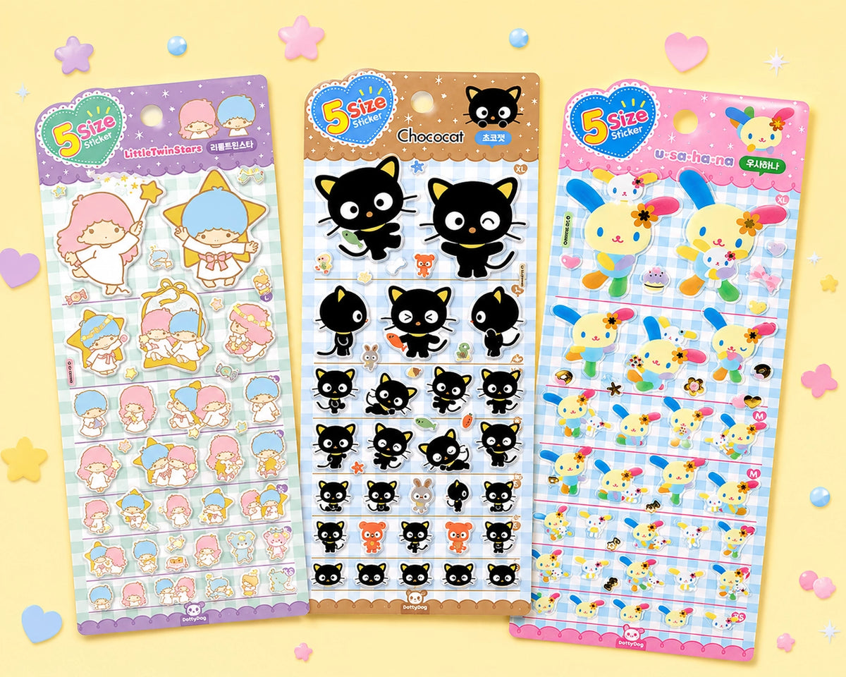 Sanrio • 5 Size Deco Jelly Sticker Sheet, Imported South Korea