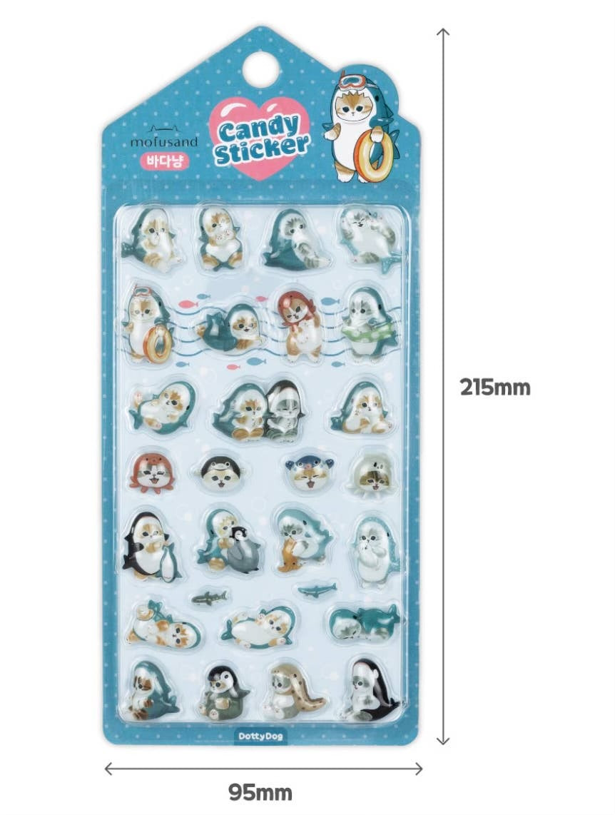 Mofusand • 3D Crystal Stickers Bonbon Puffy Sticker Sheet, Imported S Korea