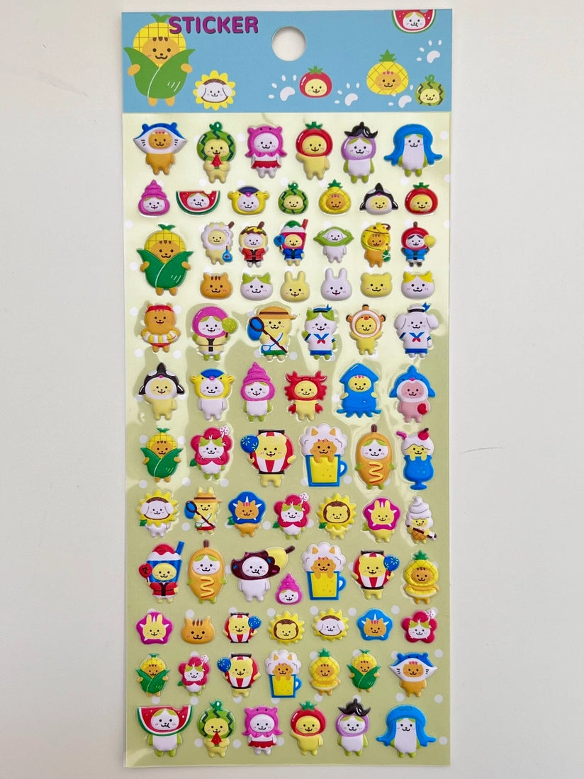 Tiny Leisure Time Animal Puffy Assorted Stickers - Summer