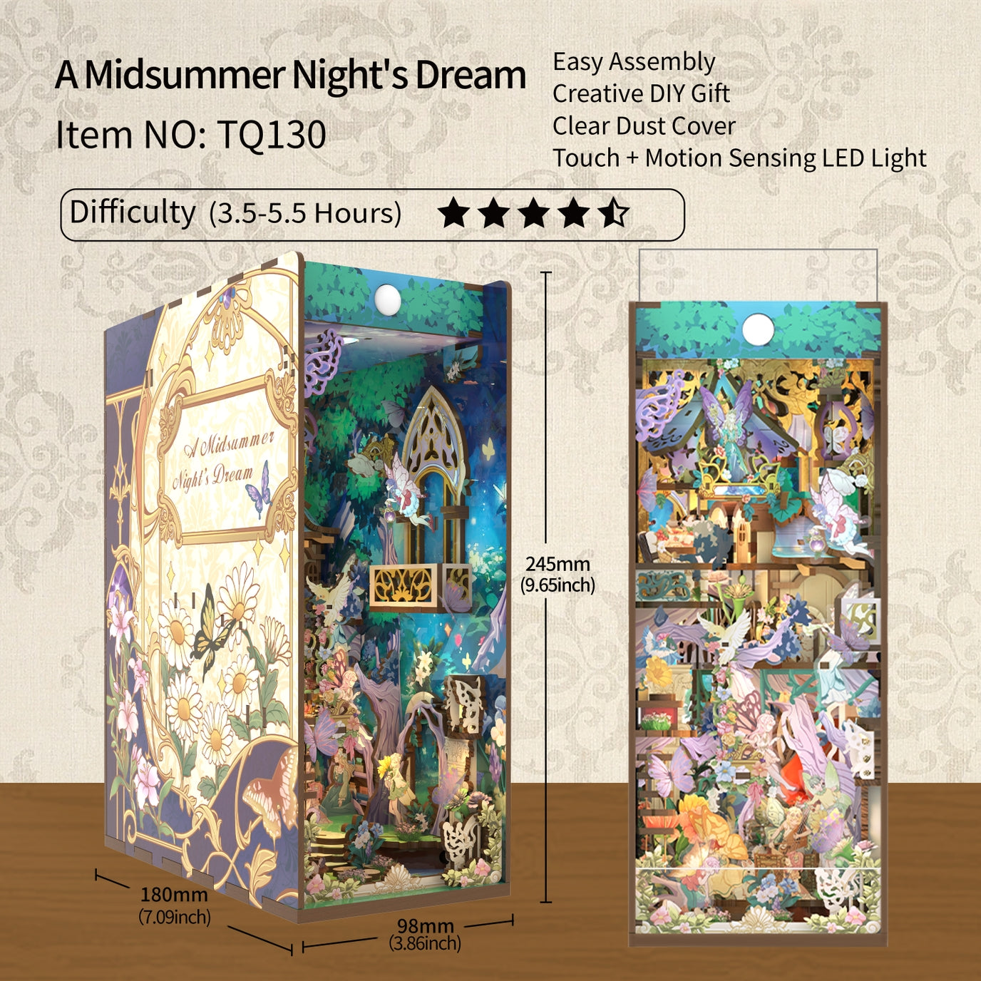 Hands Craft • A Midsummer Night’s Dream with Dust Cover, DIY Book Nook Miniature Kit
