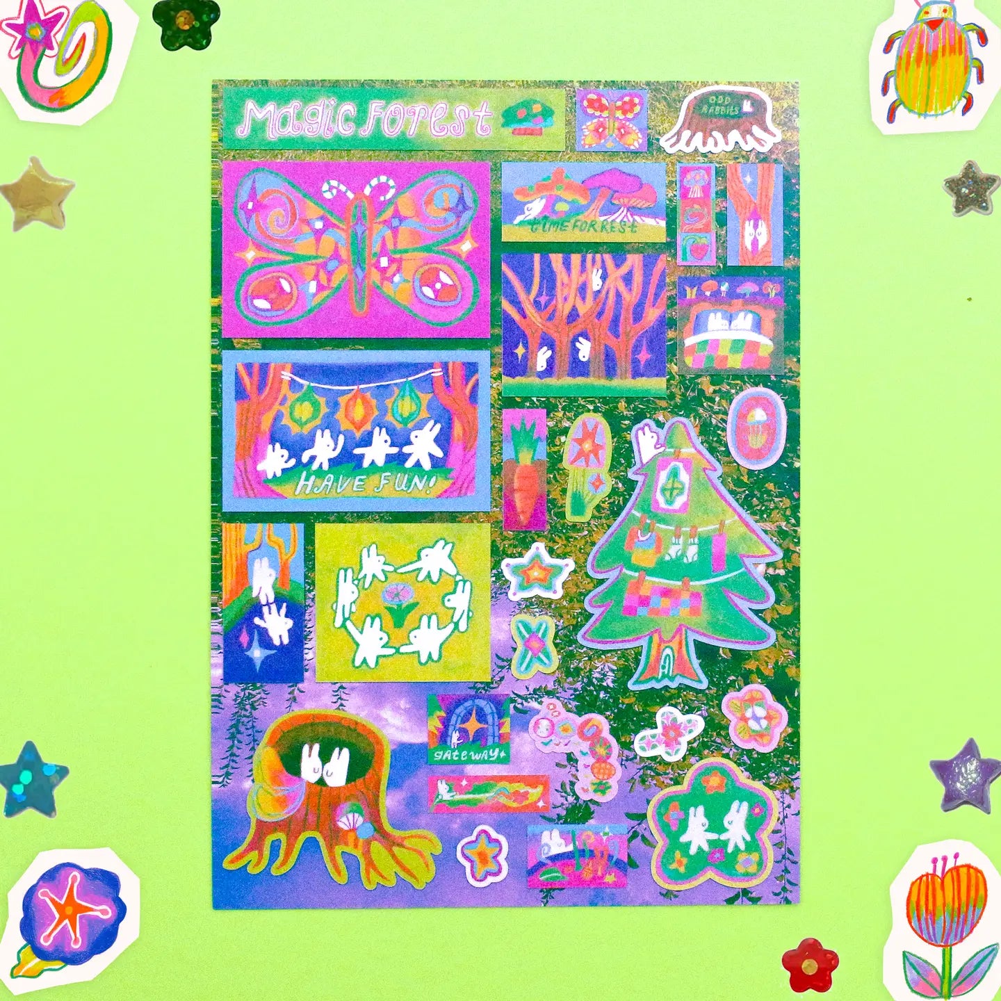 Odd Rabbits • Magic Forest A6 Glitter Sticker Sheet
