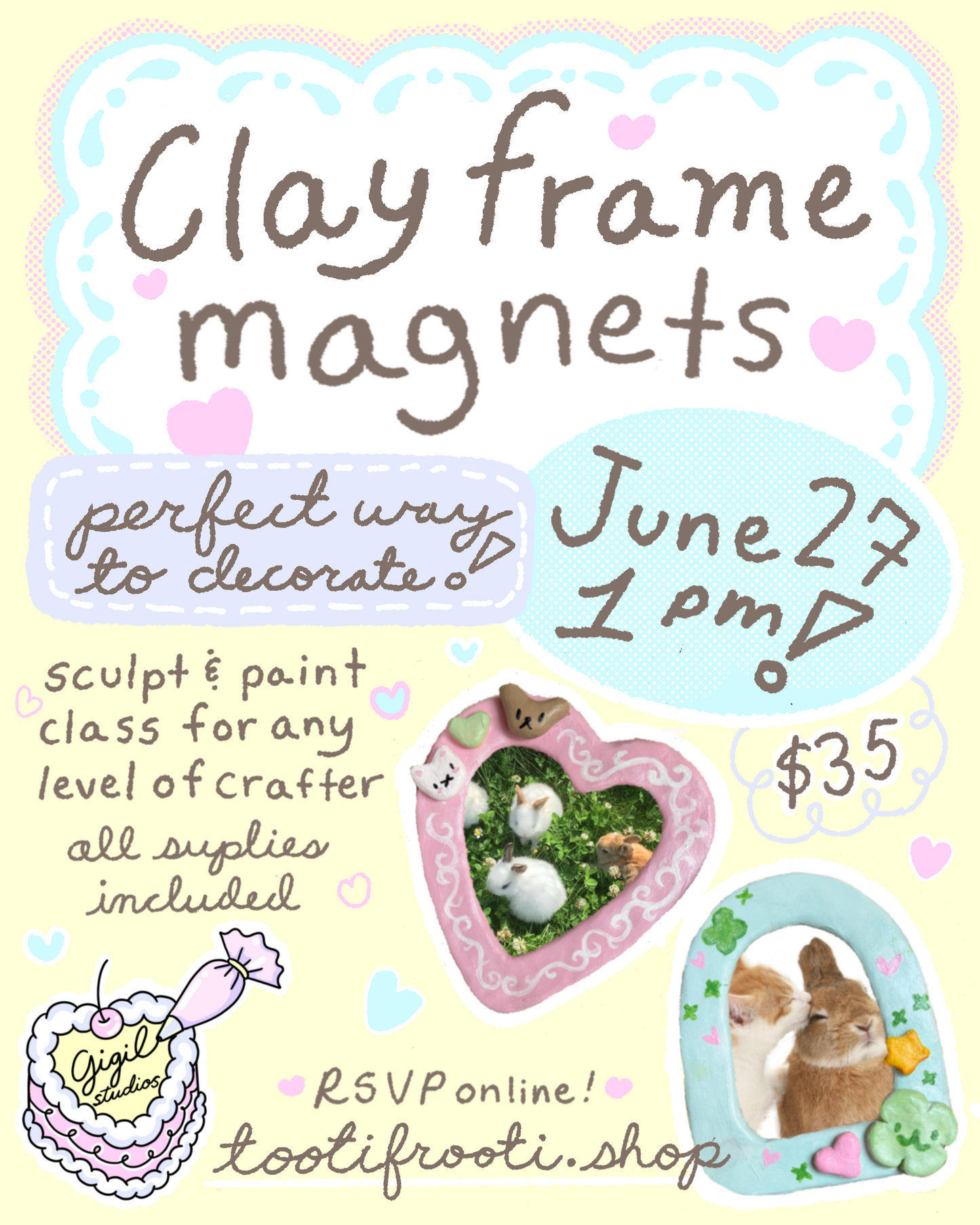 ⋆｡‧˚ʚ𓊆 clay frame magnet workshop 𓊇ɞ˚‧｡⋆