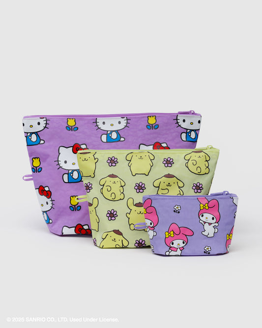 Baggu X Sanrio • Go Pouch Set, Hello Kitty and Friends Florals 3 pc Set