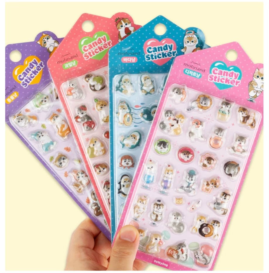 Mofusand • 3D Crystal Stickers Bonbon Puffy Sticker Sheet, Imported S Korea