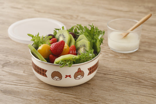 Monchhichi • 14cm Enamel Storage Bowl with Lid, Imported Japan