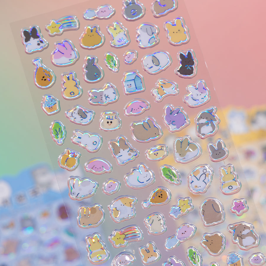 Semi Holographic Flat 3D Animal Sticker Sheets