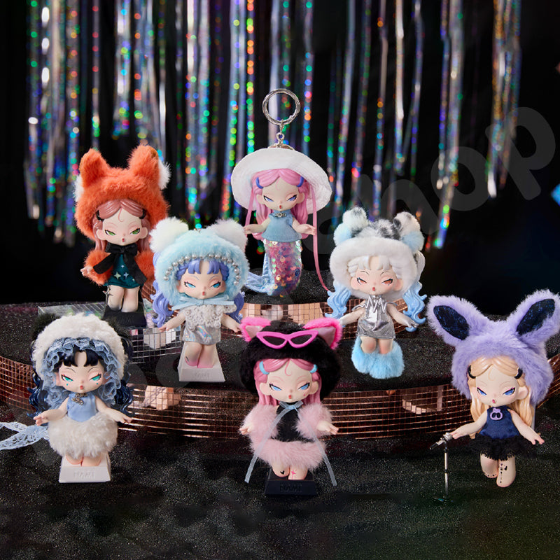 Dodo Nami • Midnight Disco Series Doll Keychain Blind Box, UNOPENED Pink W/ Black Bucket Hat