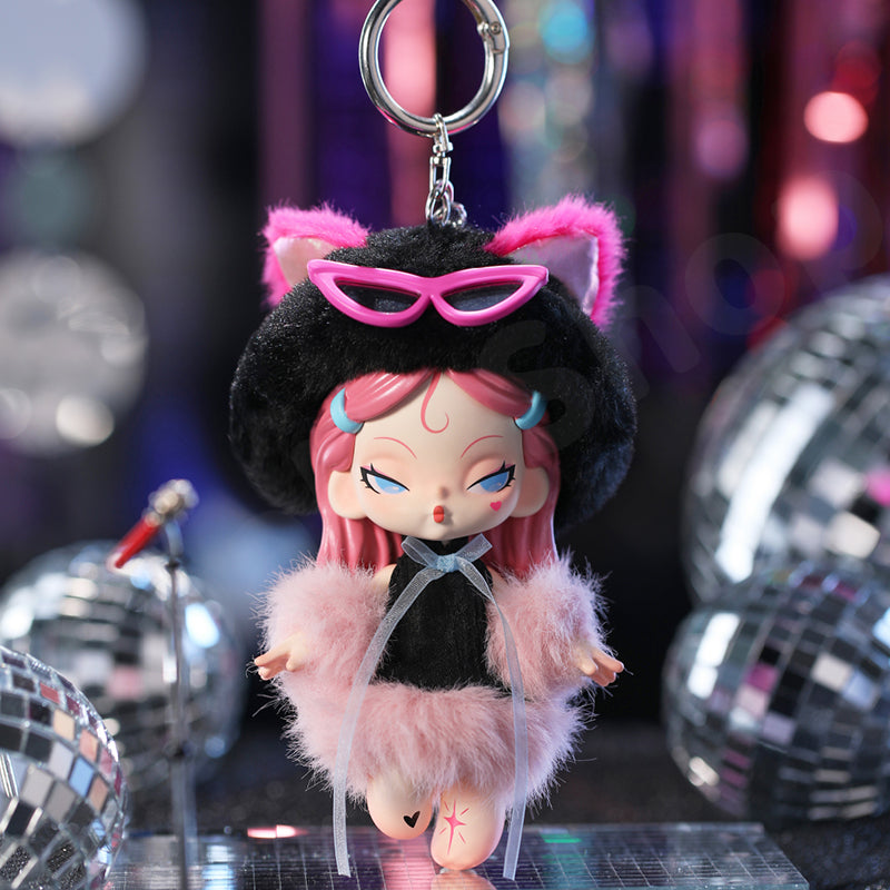 Dodo Nami • Midnight Disco Series Doll Keychain Blind Box, UNOPENED Pink W/ Black Bucket Hat