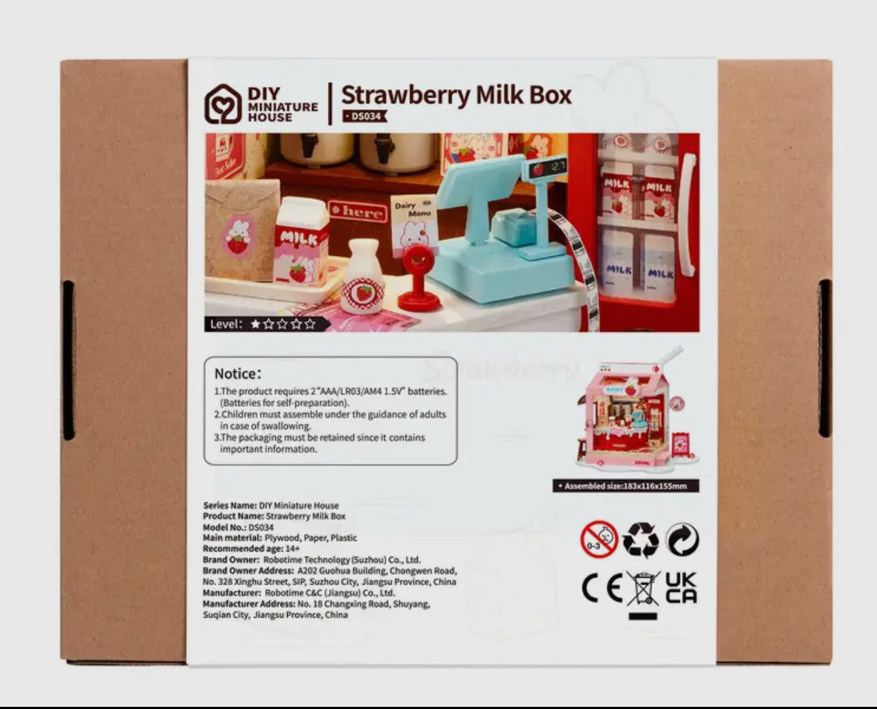 Strawberry Milk Box DIY Miniature Kit