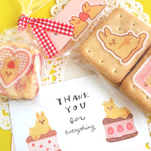 Pastry Bunny, 30pc Flake Sticker Pack, Imported Japan