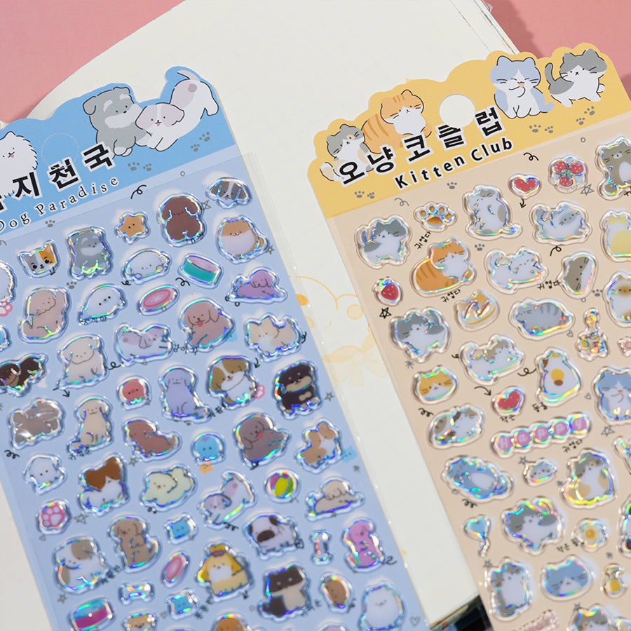 Semi Holographic Flat 3D Animal Sticker Sheets