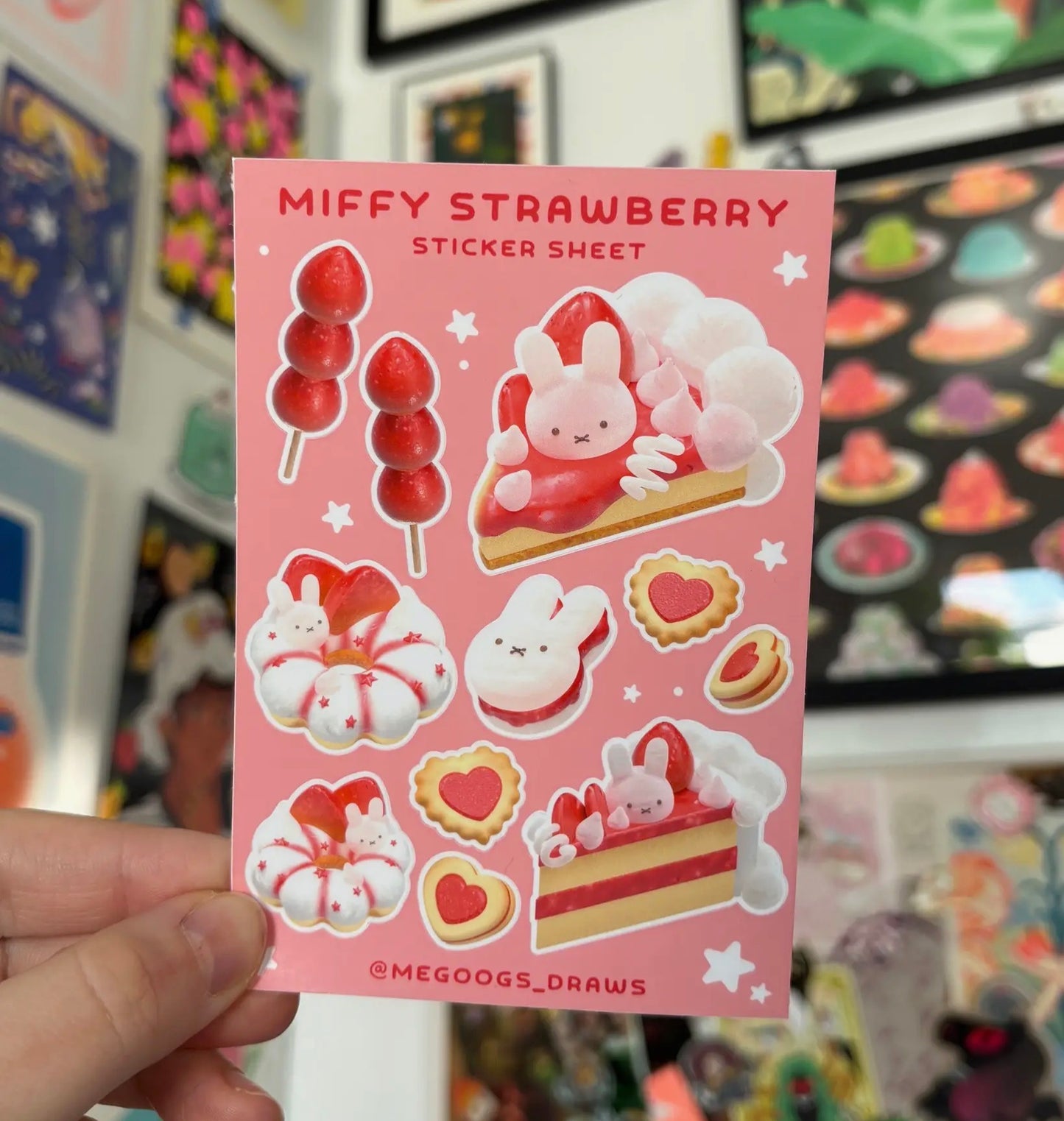 Megoogs Draws • Miffy Bunny Strawberry Sweets Sticker Sheet