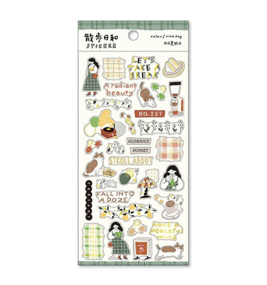 Relax, Nice Day Café Sticker Sheet, Imported Japan
