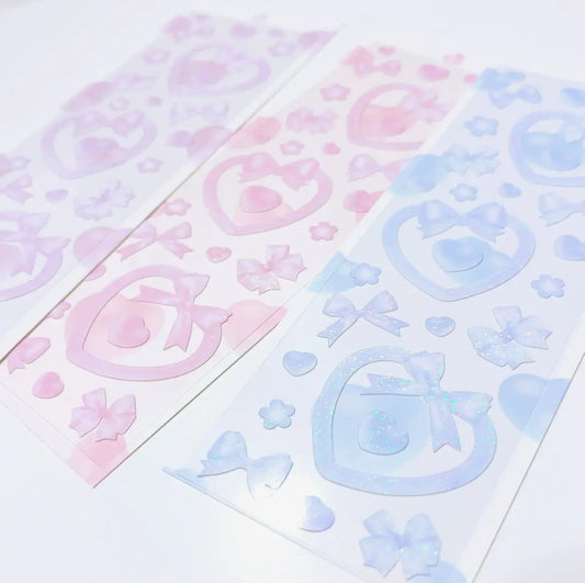 Borah Studio • Sticker Sheet, Ribbon Heart Frames