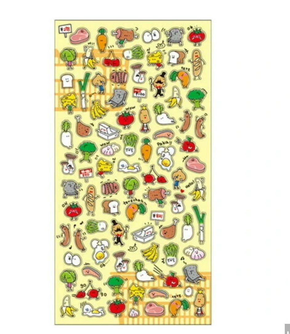 Assorted Food Character Stickers, Imported Japan