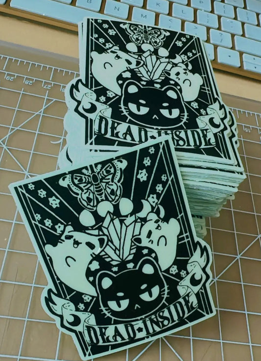 PeachyxNoodle • Glow In The Dark Vinyl Sticker, “Dead Inside”