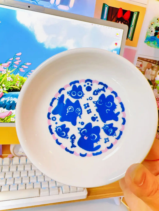 PeachyxNoodle • Ceramic Trinket Dish, Emotional Kitten