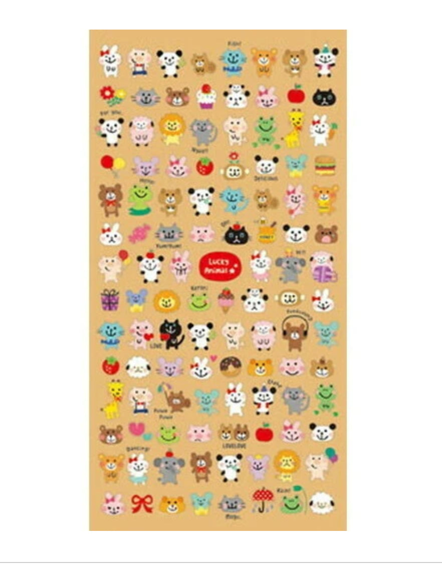 Assorted Lucky Animal Character Stickers, Imported Japan