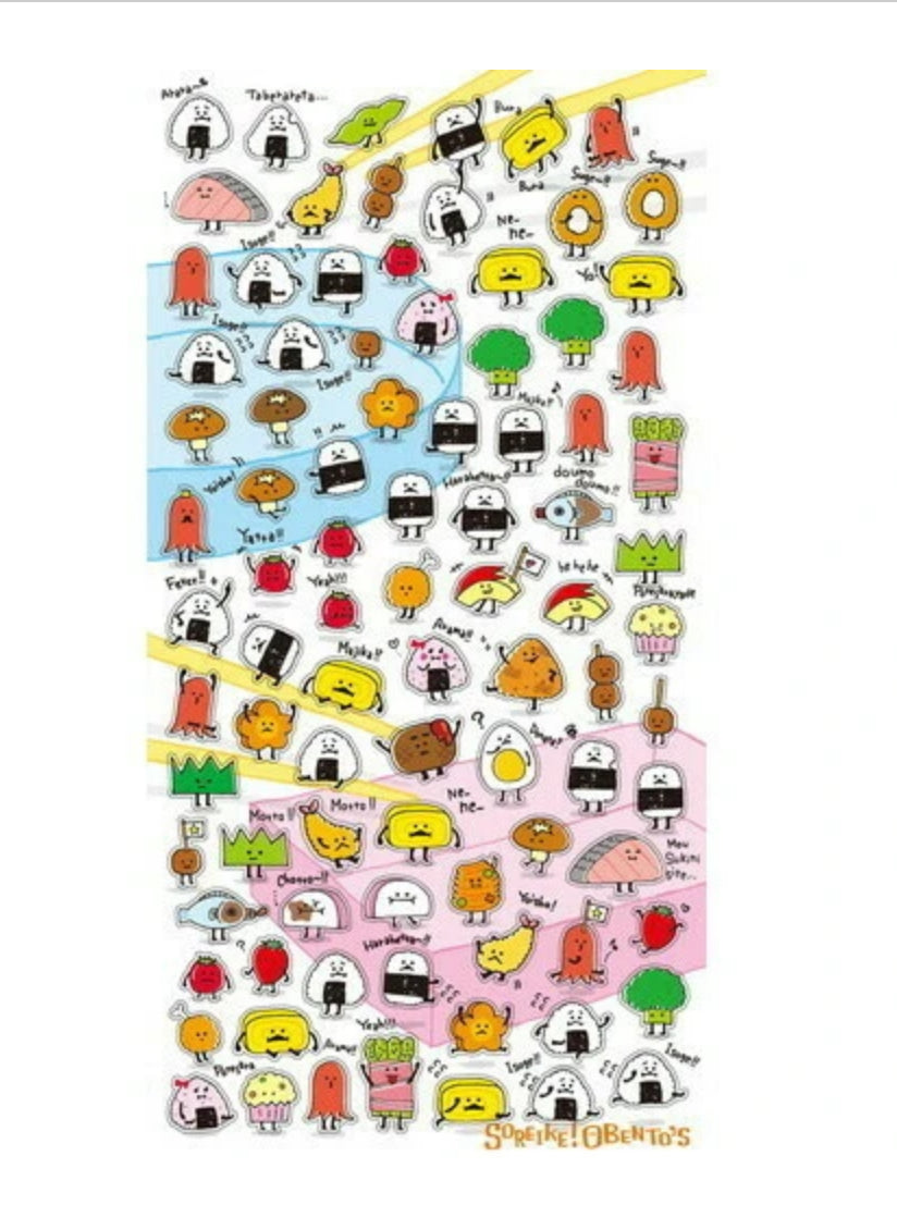 Assorted Sushi Character Stickers, Imported Japan