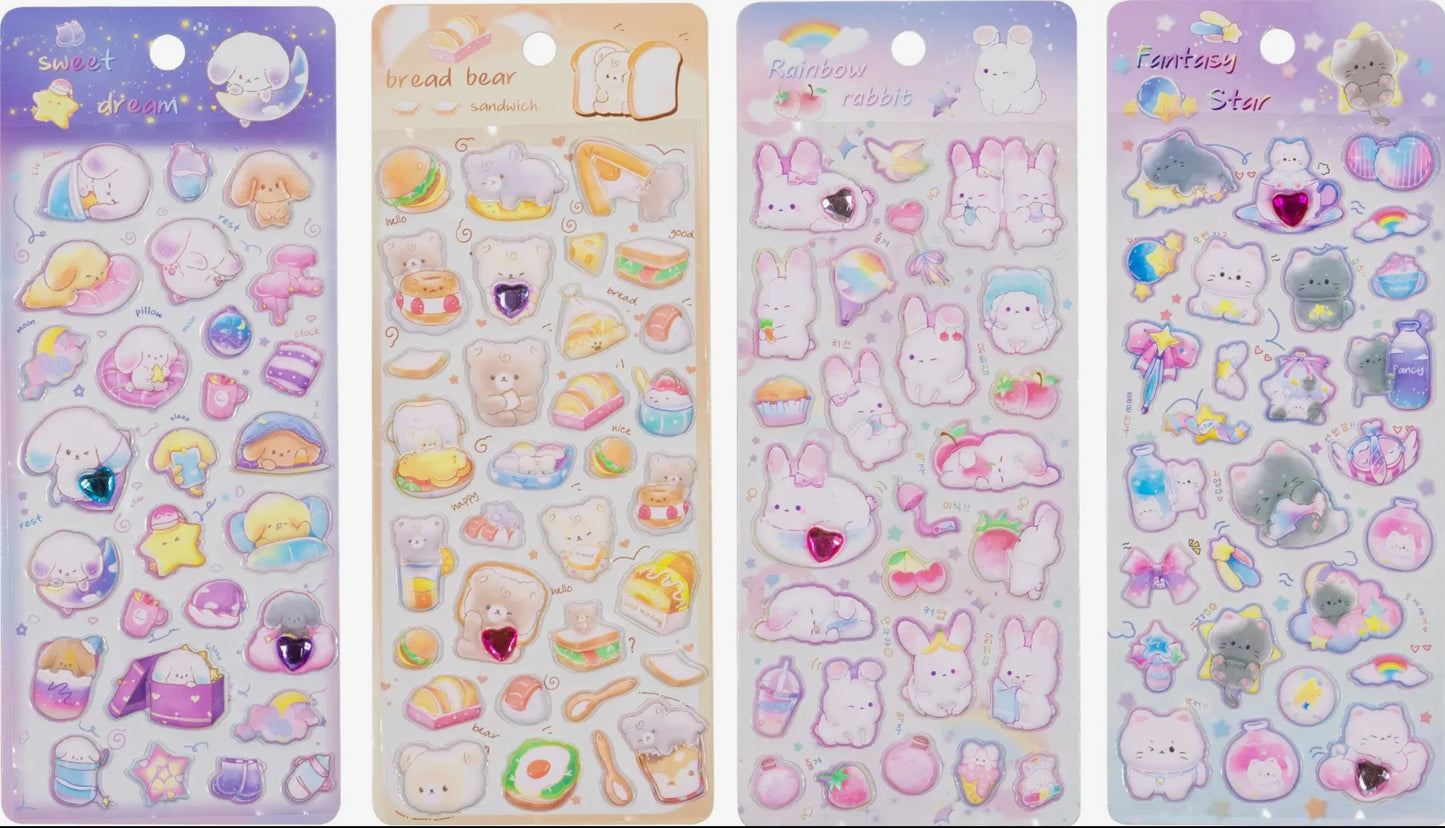 Cute Animal Large Puffy Sticker Sheet