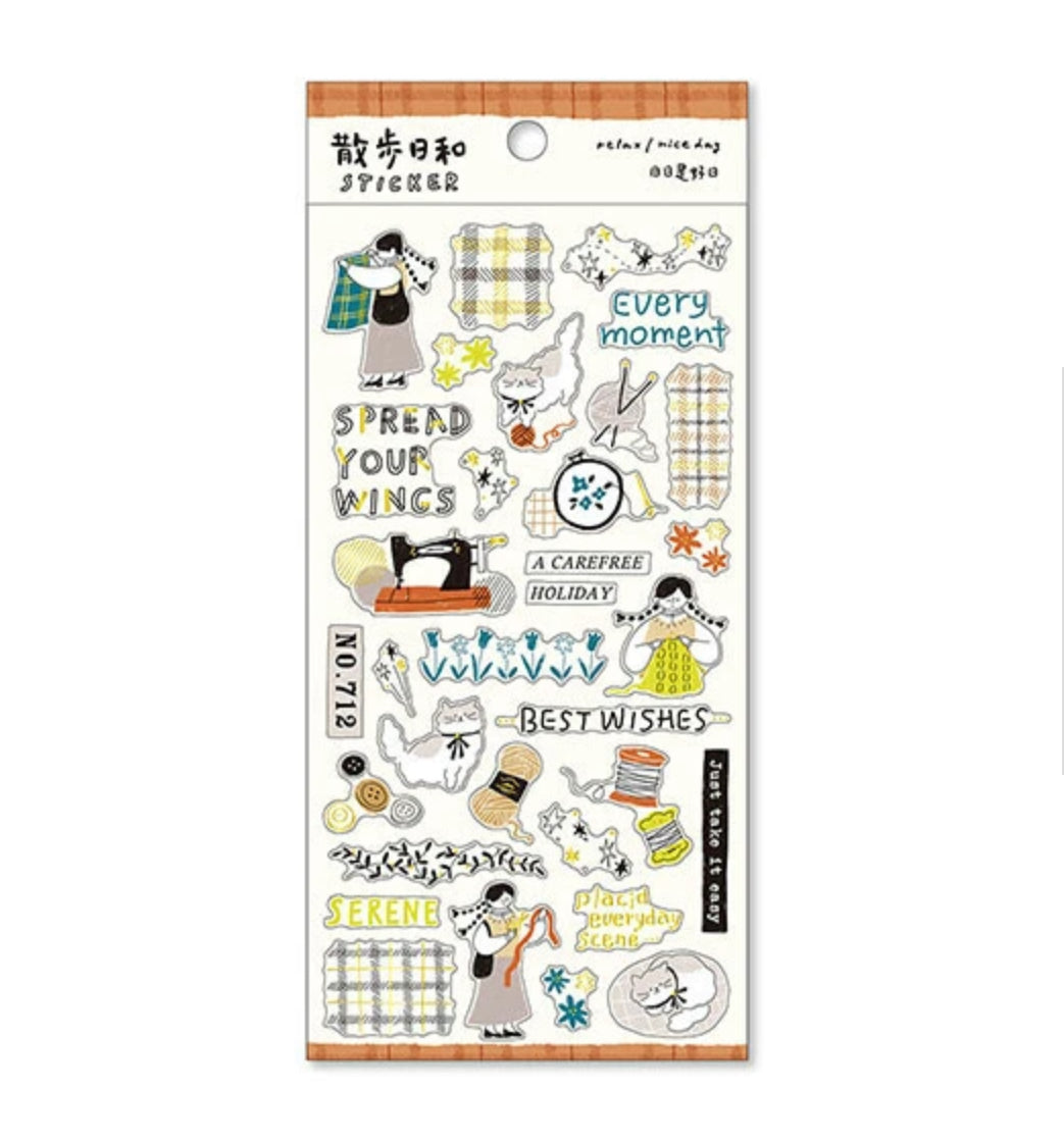 Relax, Nice Day Crafting Sticker Sheet, Imported Japan